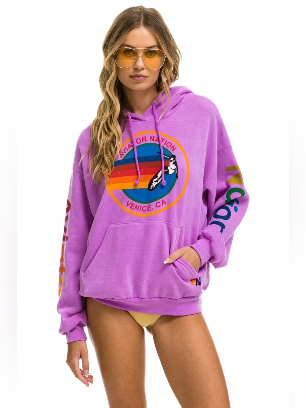 NWT Aviator Nation Signature Hoodie // Neon Purple